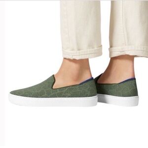 Rothy’s The Slip On Sneaker in Green Safari Retired Print